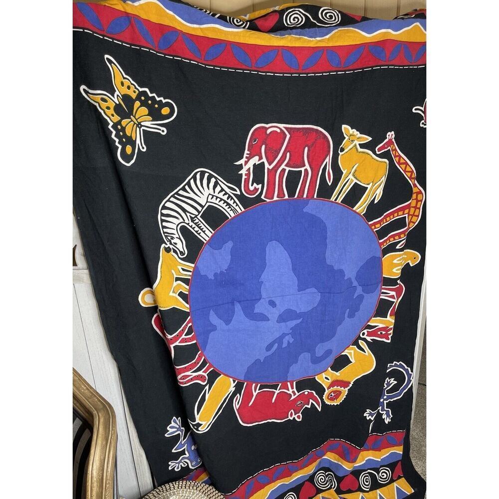 Gypsy Rose Bohemian One World Safari Animals Black Scarf Shawl